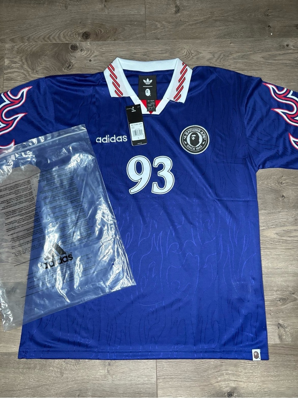 Bape SIZE L Blue '93 Graphic Jersey with Yellow Lettering - Picture 2 of 5